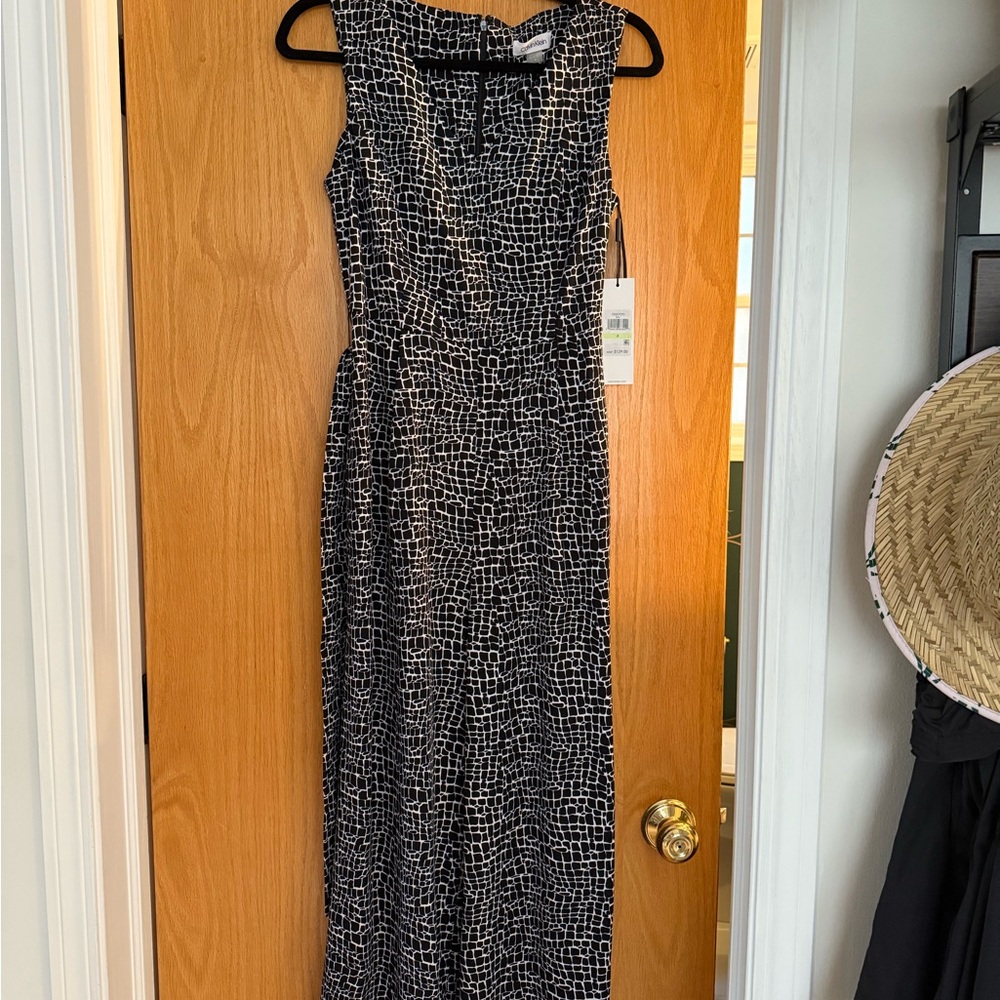 NWT Calvin Klein Fun Black and White Sleeveless  Jumpsuit perfect for work!